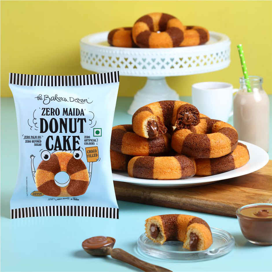 The Baker'S Dozen Zero Maida Donut Cake | Soft & Indulgent (42g) & The Baker'S Dozen Zero Maida Chocolate Brownie | Bakery Delight (55g) & The Baker'S Dozen Choco Chip Muffin | Soft & Chocolatey (45g) Combo