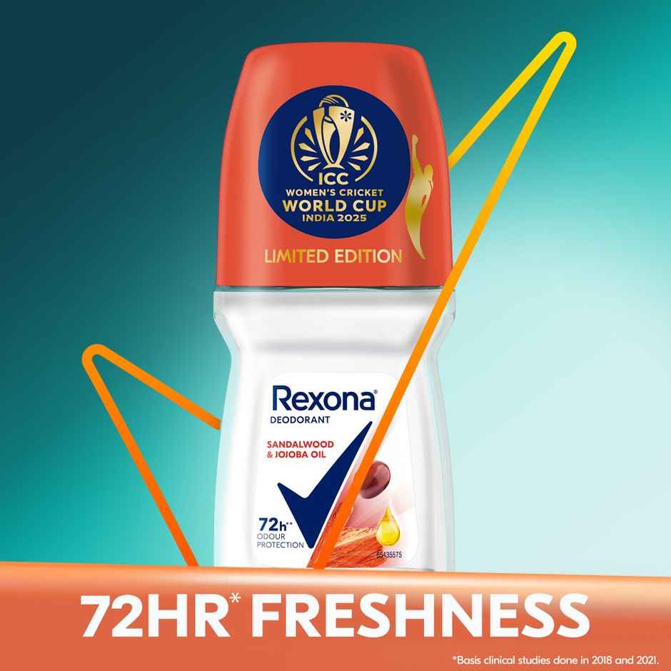 Rexona Antiperspirant Roll-on | Sandalwood & Jojoba Oil, 12-HAS & Glycerin