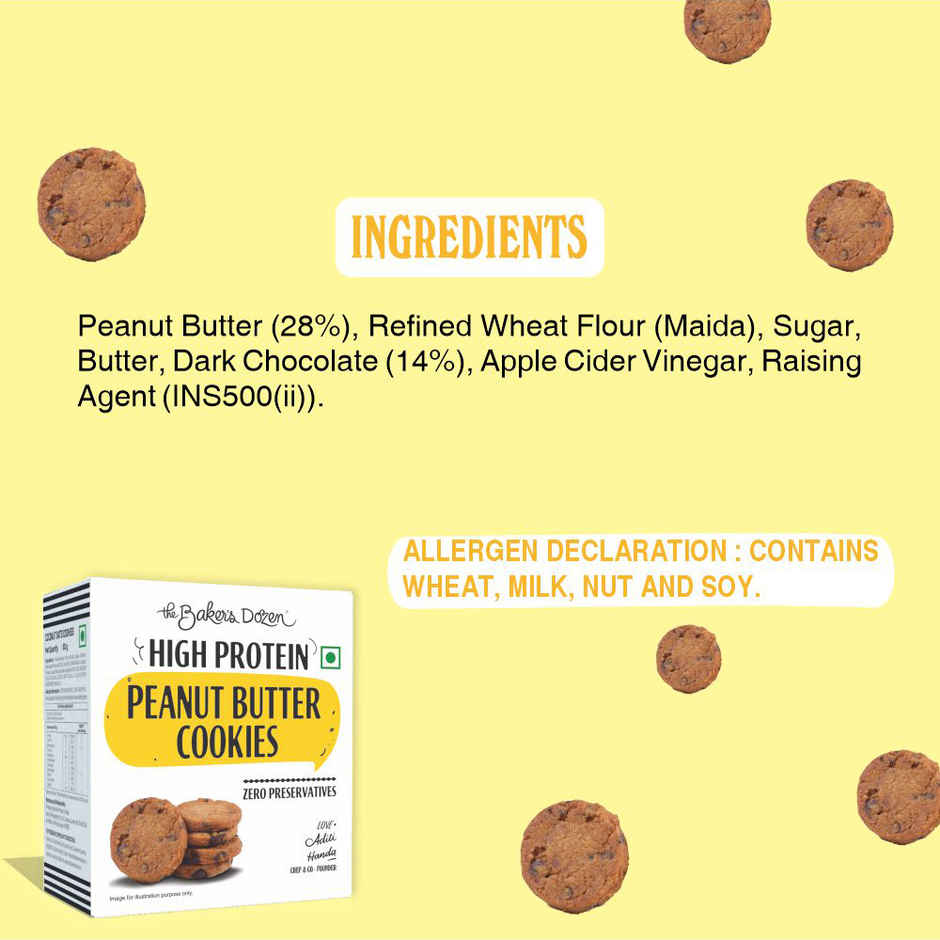 The Baker's Dozen Peanut Butter Cookies | High Protein Cookies | Premium Biscuit Handmade Cookies