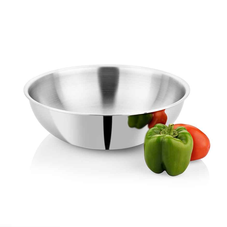 Bhalaria Triply Stainless Steel Tasla | Induction & Gas Stove Compatible | Food Safe | 22 cm | 2 L