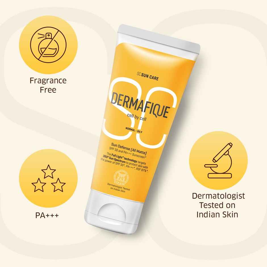 Dermafique Sun Defense All Matte, SPF 50, PA +++ Sunscreen