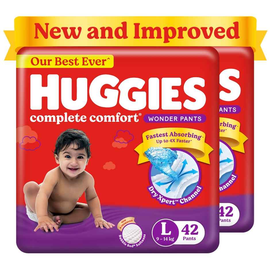 Huggies Complete Comfort Wonder Baby Diapers | Pant Style | L | 84 pcs