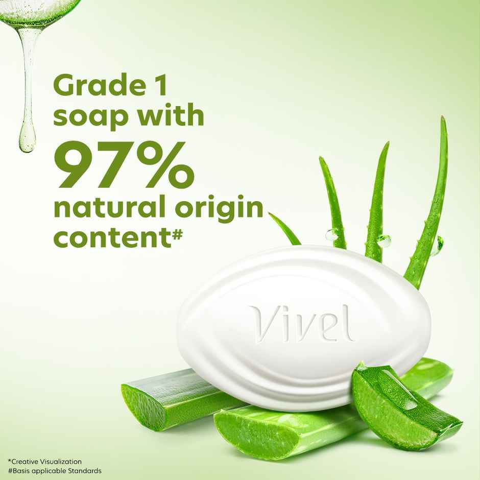 Vivel Aloe Vera Grade 1 Bathing Soap with Vitamin E for Soft Glowing skin