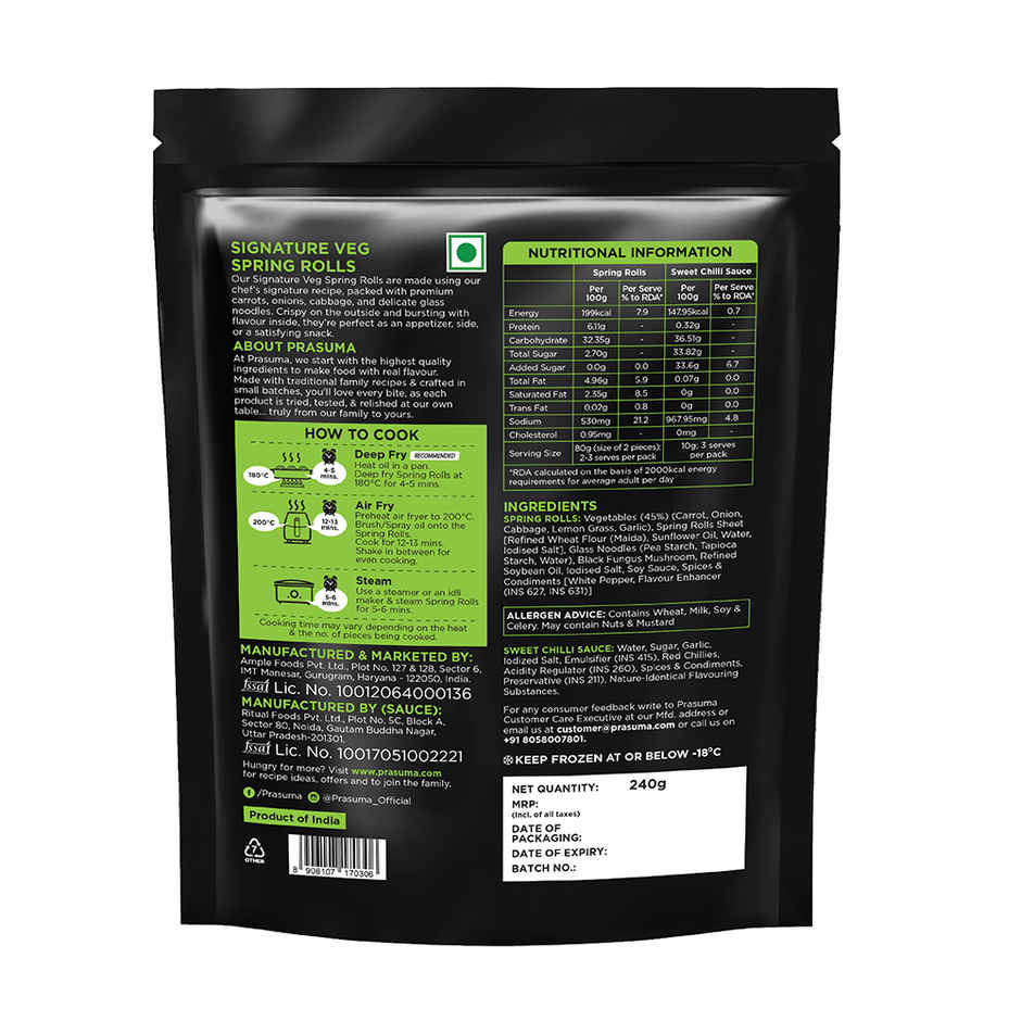 Prasuma Spring Rolls Veg Frozen Combo