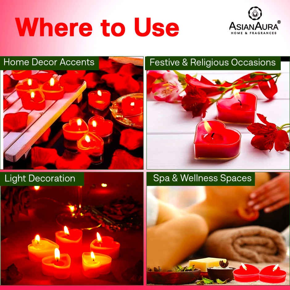 Asian Aura Velvet Rose Heart Shaped Candle