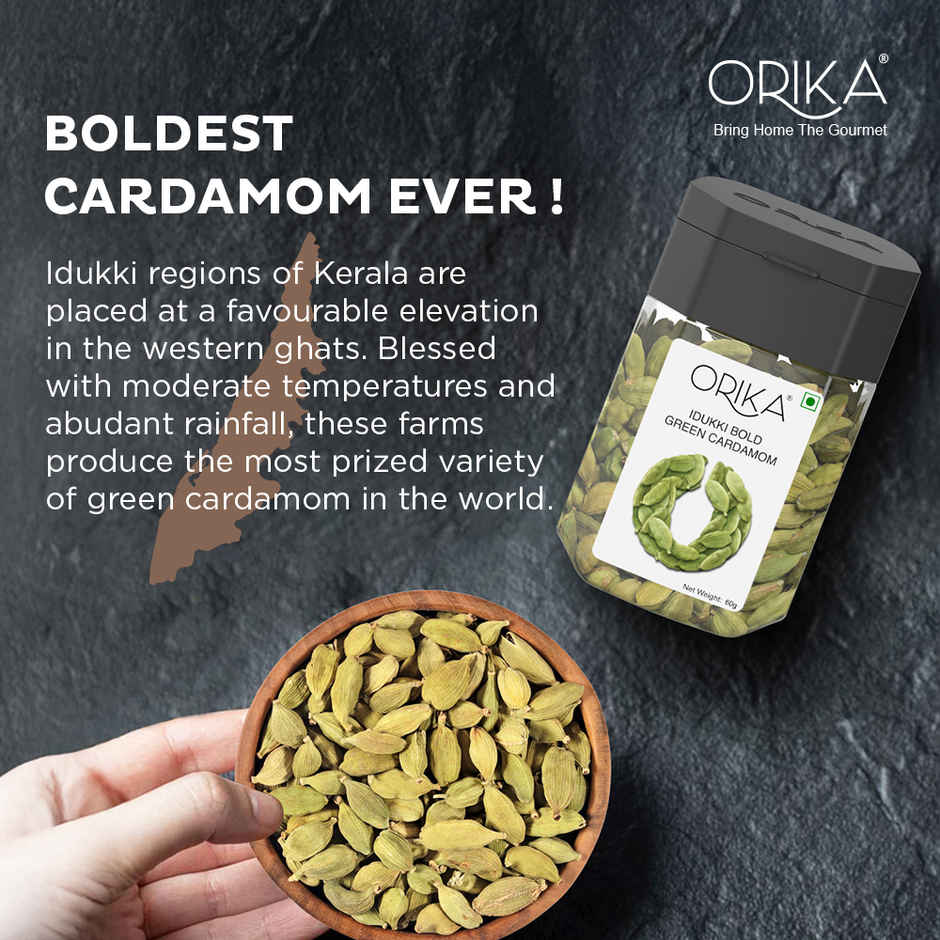 Orika Idukki Bold Green Cardamom | Hari Elaichi