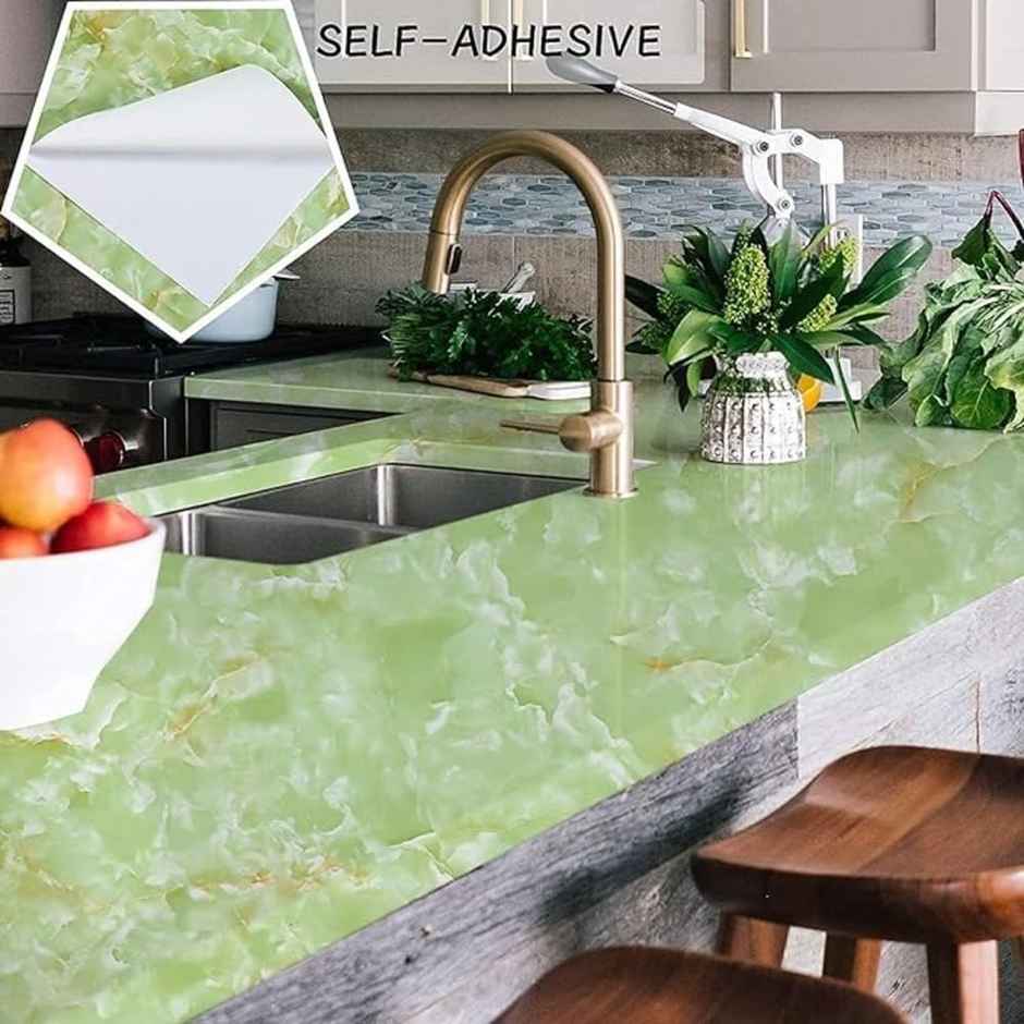 Perpetual Marble Stickers | DIY Peel & Stick Waterproof Wallpaper | 60 x 200Cm | Green