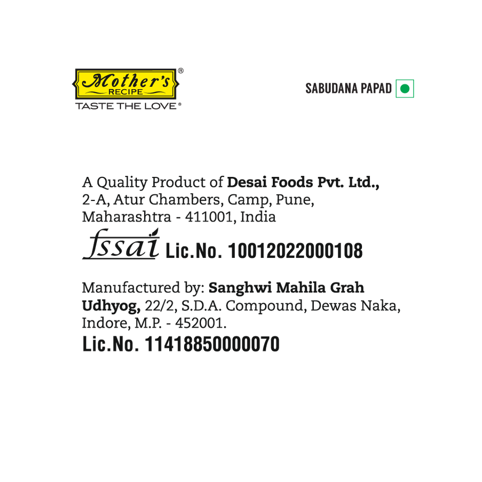 Mother's Recipe Sabudana Papad