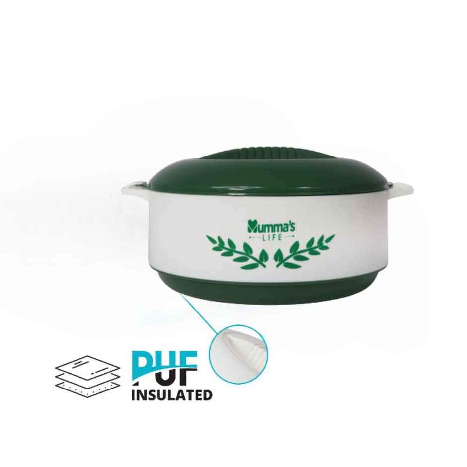 Mumma's Life Plastic Casserole With Lid For Roti/Chapati (Green) (2000Ml)