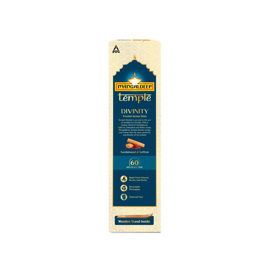 Mangaldeep Temple Divinity Sandalwood & Saffron Infused Fragrances - Hand Rolled Premium Incense