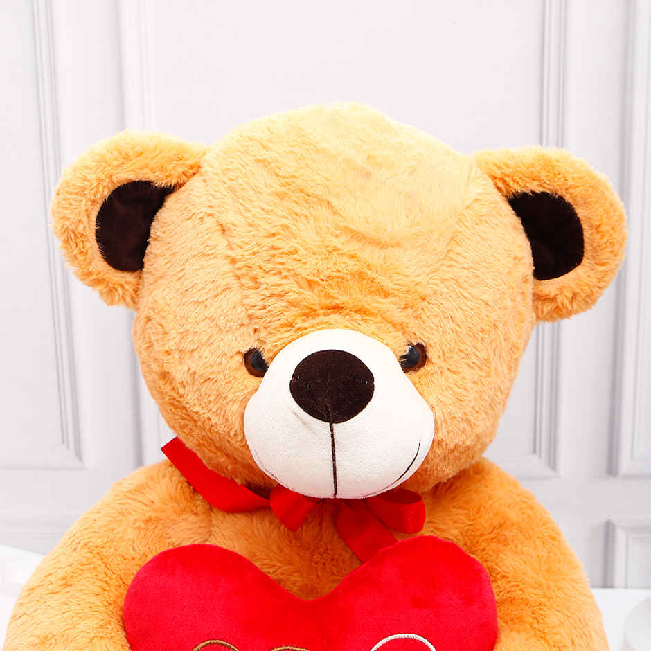 Archies Fluffy Teddy Bear Brown with Red Heart - 50 cm