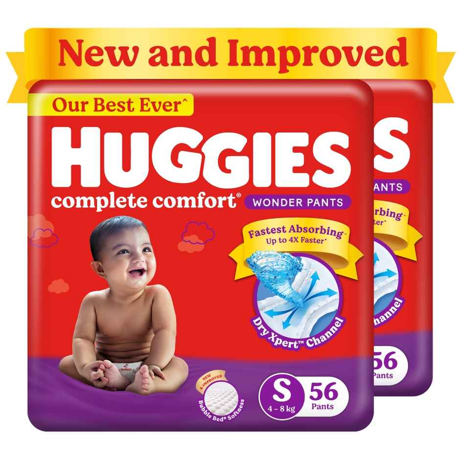 Huggies Complete Comfort Wonder Baby Diapers | Pant Style | S | 112 pcs
