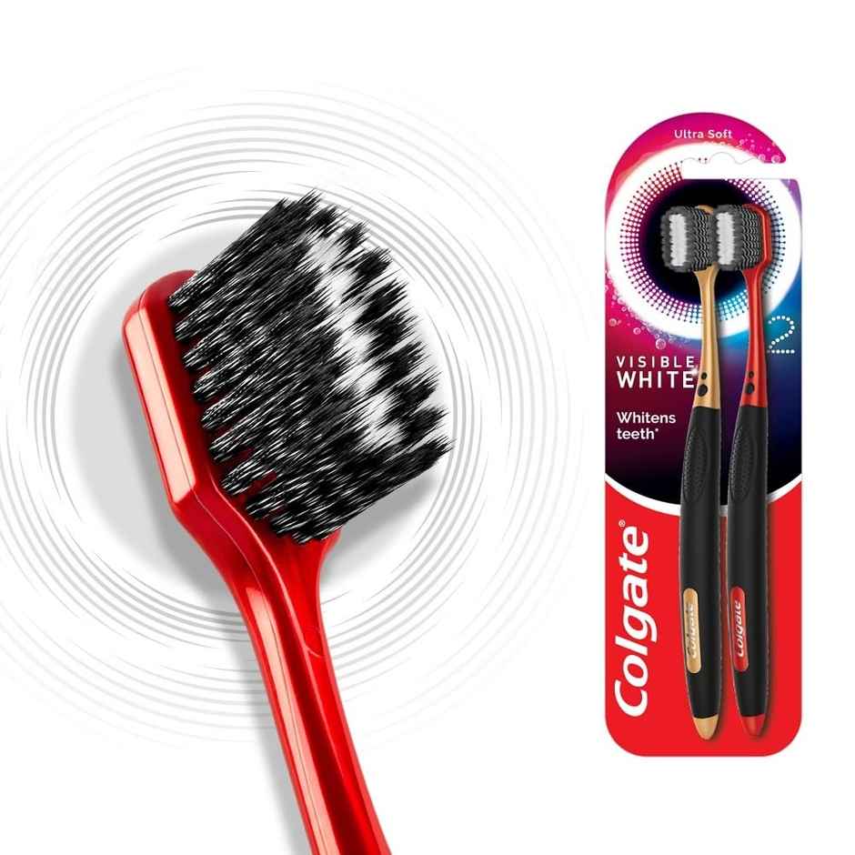 Colgate Visible White O2 Toothbrush & Colgate Visible White Toothpaste, Teeth Whitening ,Combo