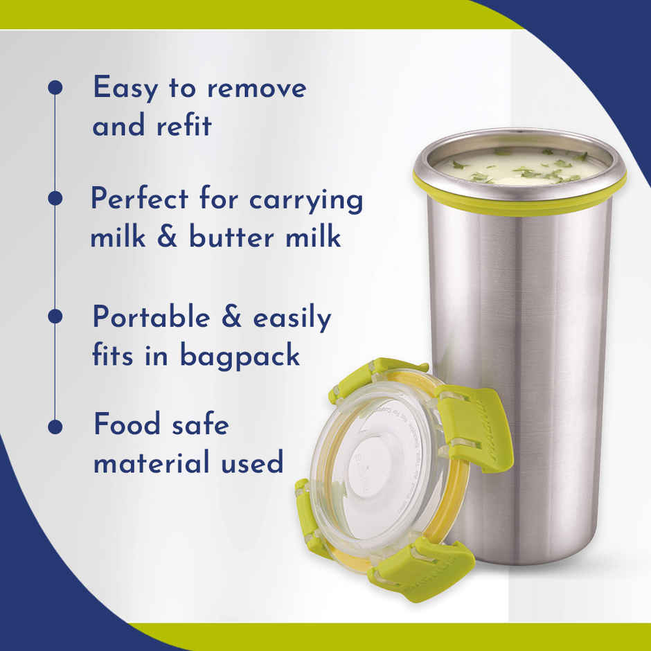 Magnus Stainless Steel Klip Lock Tumbler | With Lid & Clip Lock | 500 ml