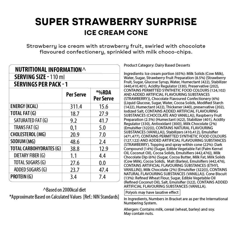 Baskin Robbins Super Strawberry Surprise Ice Cream Cone