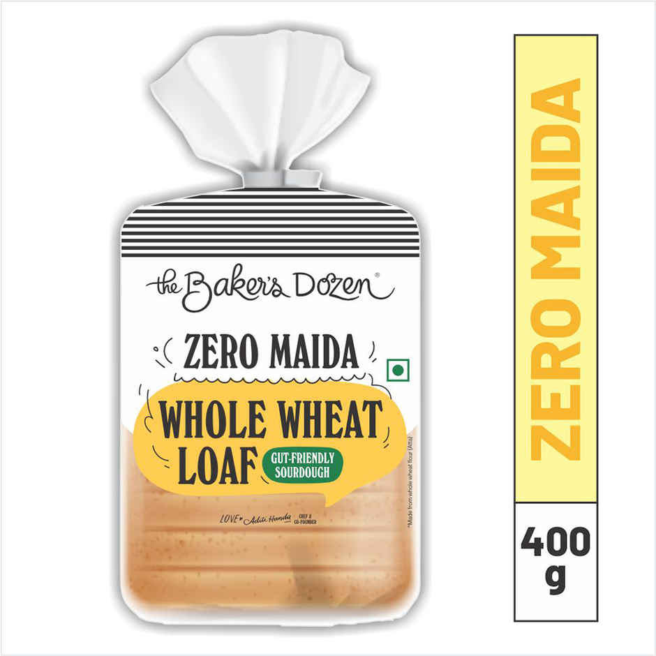The Baker's Dozen Zero Maida Whole Wheat Bread | Atta Bread (Not Brown) | Sandwich Bread | Gourmet