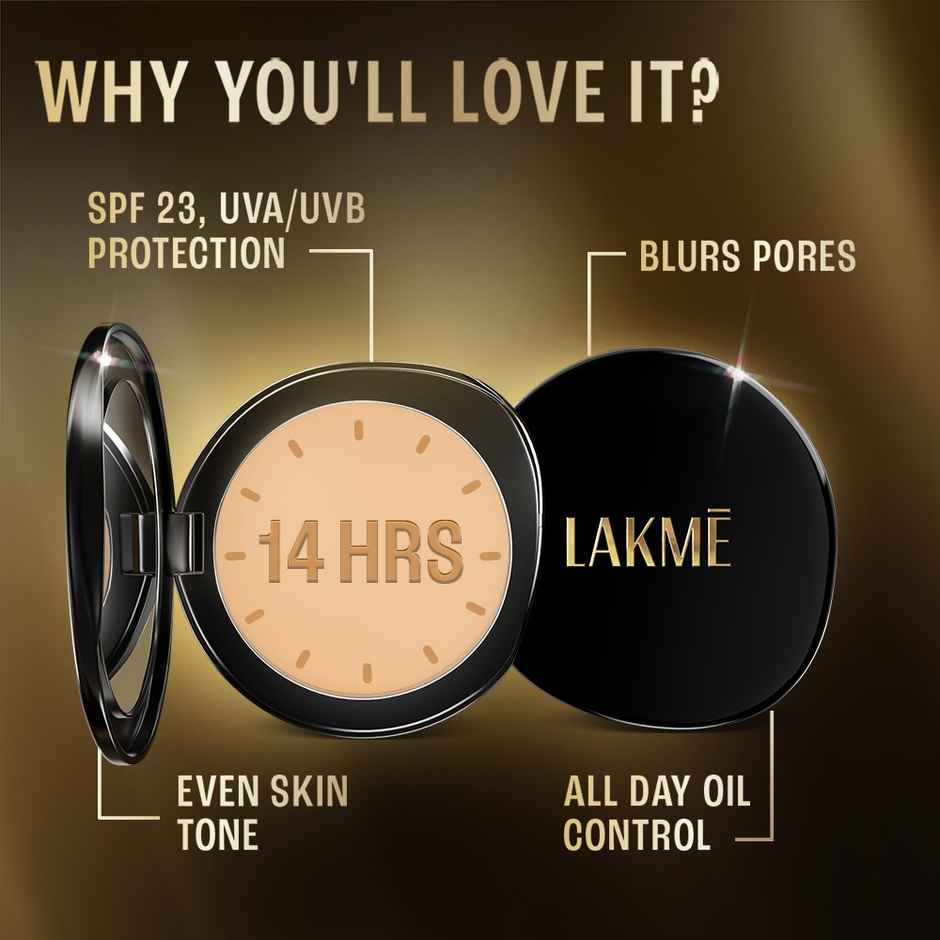 Lakme Compact Powder - Golden Medium | Spf 23 Uva-Uvb Protection
