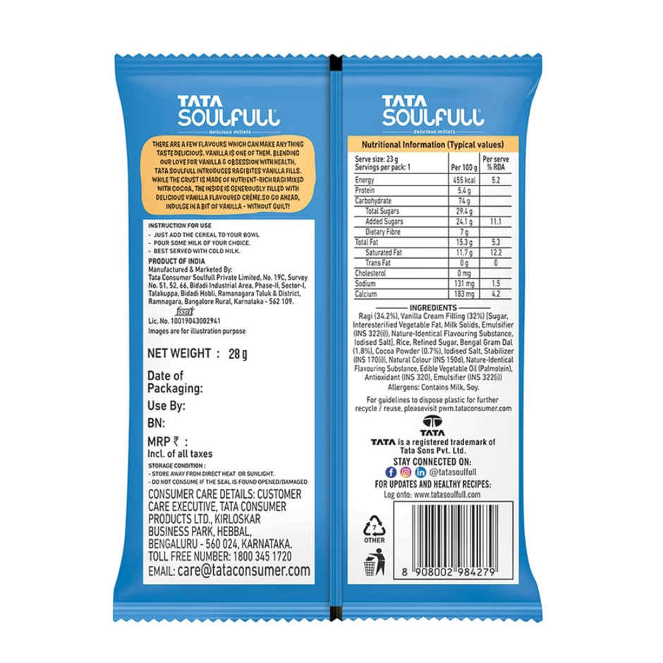 Tata Soulfull Ragi Bites Combo Pack, Choco, Vanilla, Strawberry Fills, Breakfast Cereal