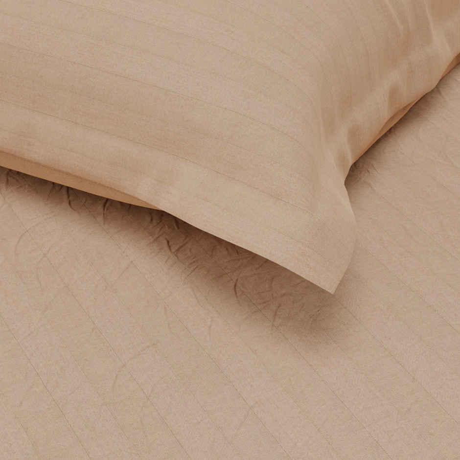 BIANCA Super Soft 100% Egyptian Cotton Satin Stripe Single Bedsheet with Pillow Cover | Wood Smoke