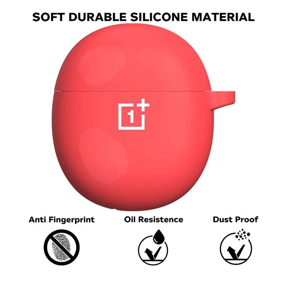 Sounce Silicone Case Cover for OnePlus Nord Buds CE | Shock-Absorbing | LED Visible | Keychain | Red