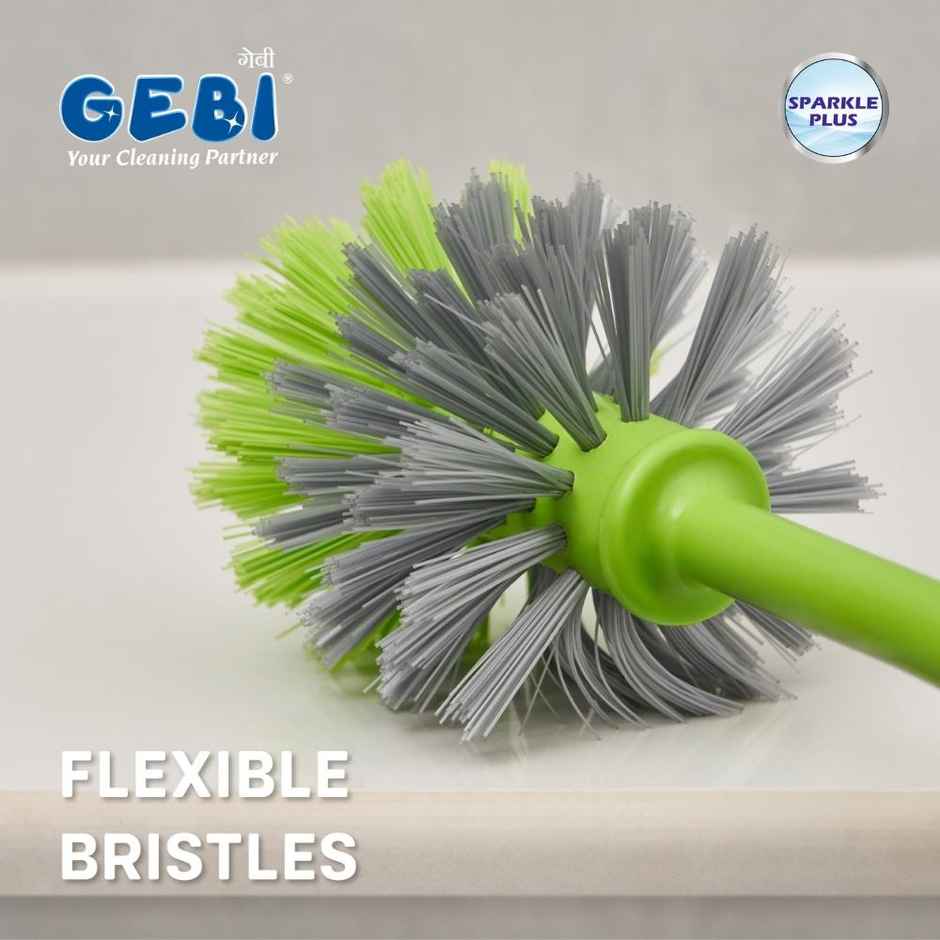 Gebi Sparkle Plus Antibacterial Toilet Round Brush With Container Combo