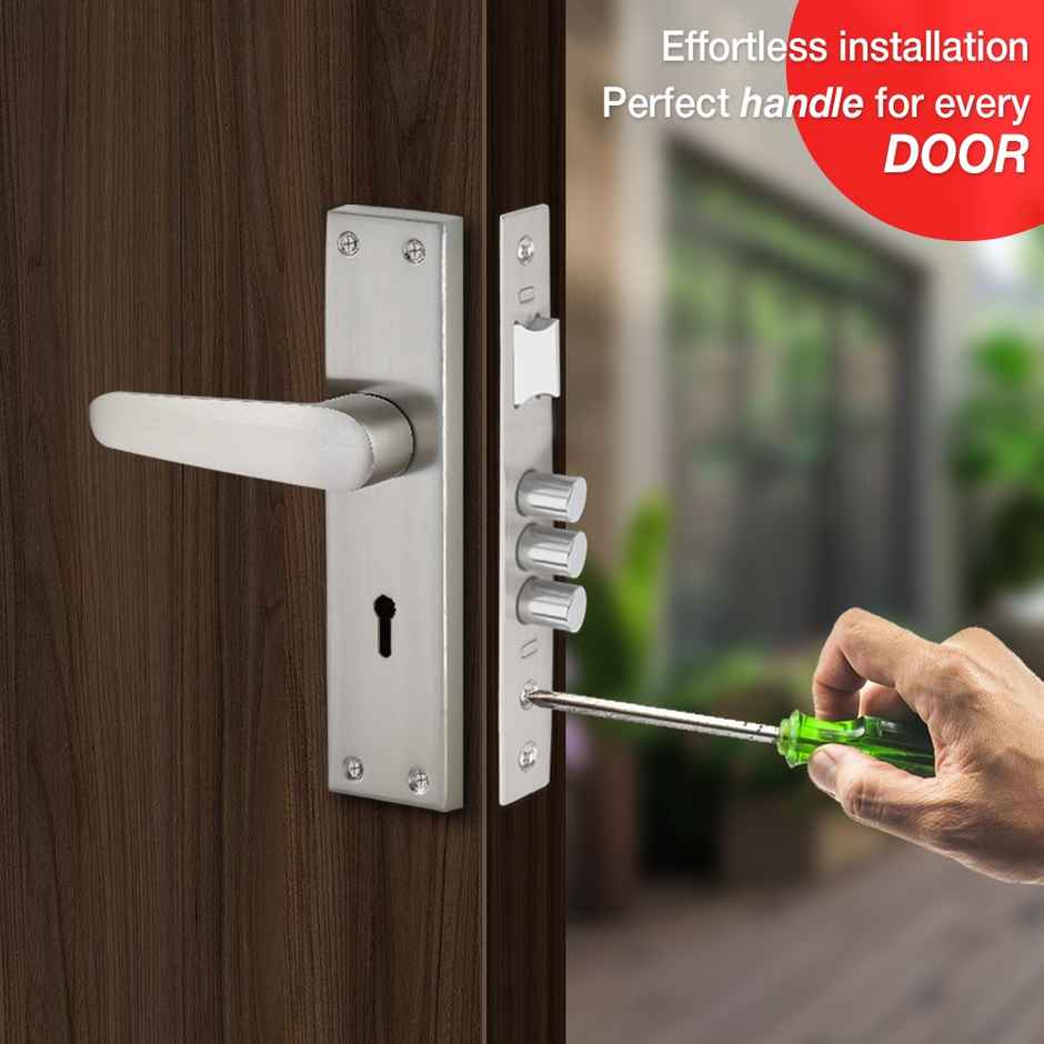 Link Ky 8 Inch Plate Handle Door Lock | Mortise Lock | Finish - Stainless Steel | Vexis