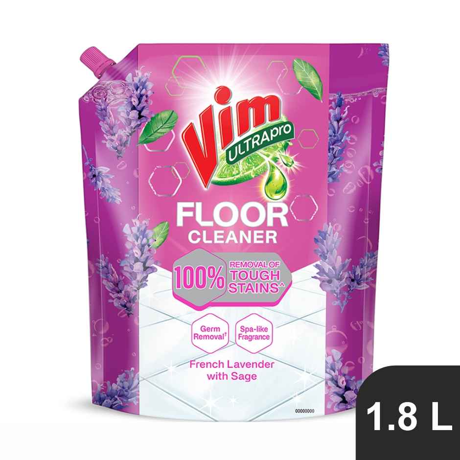 Domex Ocean Fresh Toilet Cleaner Liquid (1L) & Vim Lavendar Ultrapro Floor Cleaner | Pouch (1.8L) Combo 
