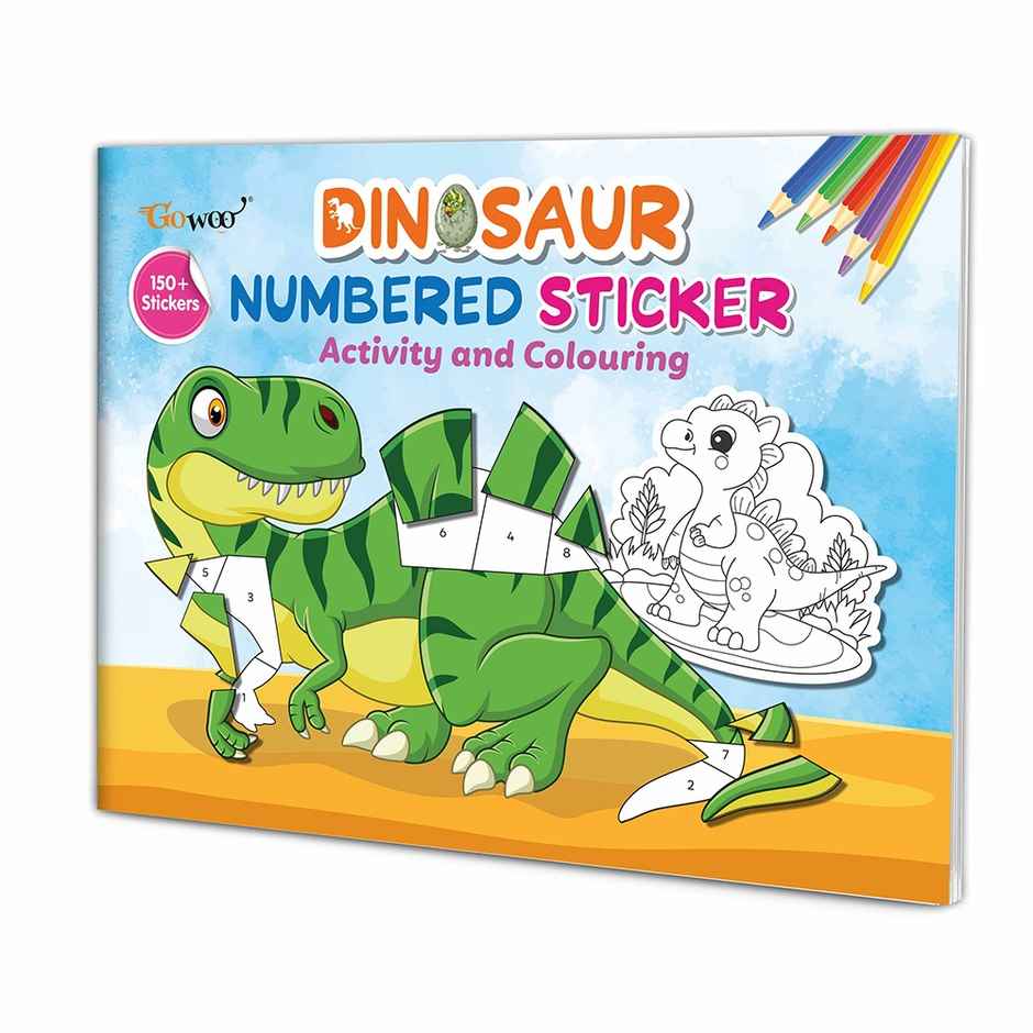 Dinosaur Numbered Sticker Activity and Colouring Book for Age 3+ Kids - Kids Sticker Activity Book