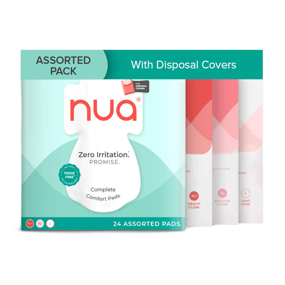 Nua Multisize Pads With Disposal Cover | Assorted pack | 24 pcs