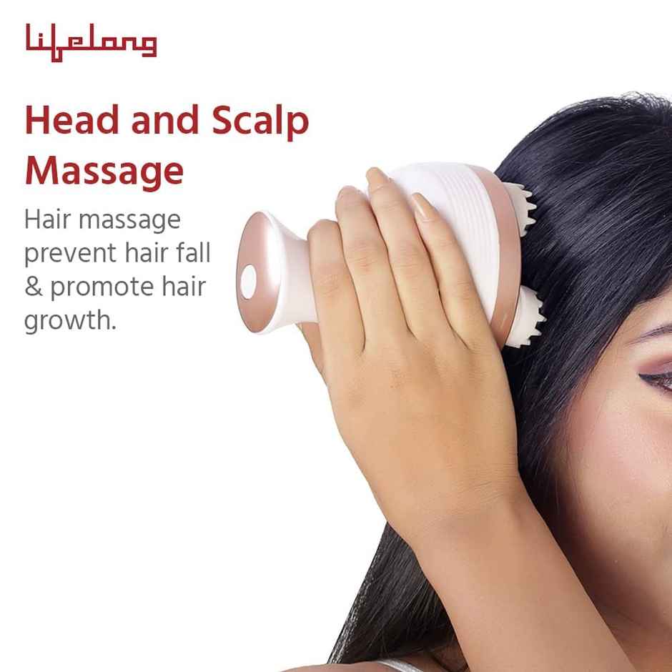 Lifelong LLM225 Rechargeable Head Scalp Full Body Pain Relief Electric Head Kneading Massager Brown