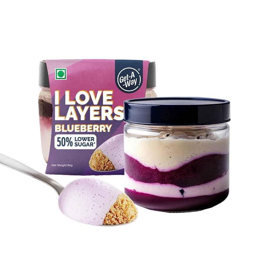 Get-A-Way Blueberry Cheesecake Jar  (80g) & Floweraura Signature Red Rose In Sleeve (1pc) Combo