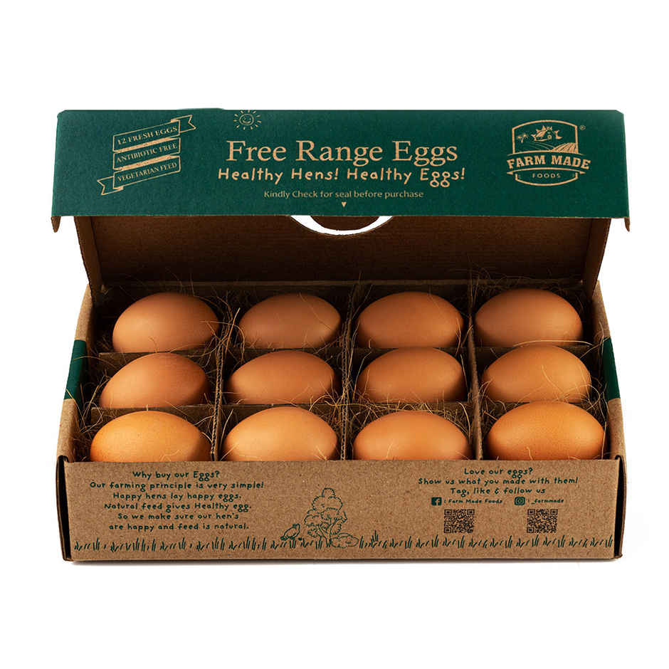 Farm Made Free Range Brown Eggs - Protein Rich, Veg Feed, Non-Fertile