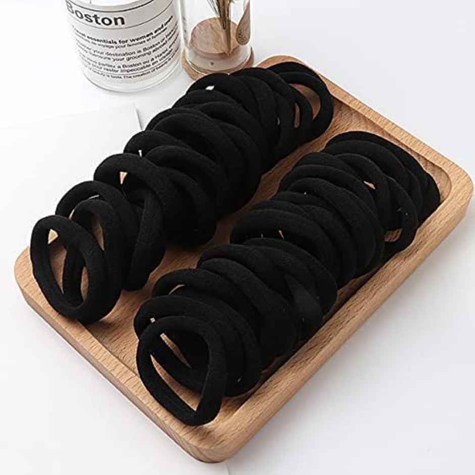 Bronson Professional Hair Rubber Bands Ponytail Holder With Storage Box (Pack Of 20 Black)