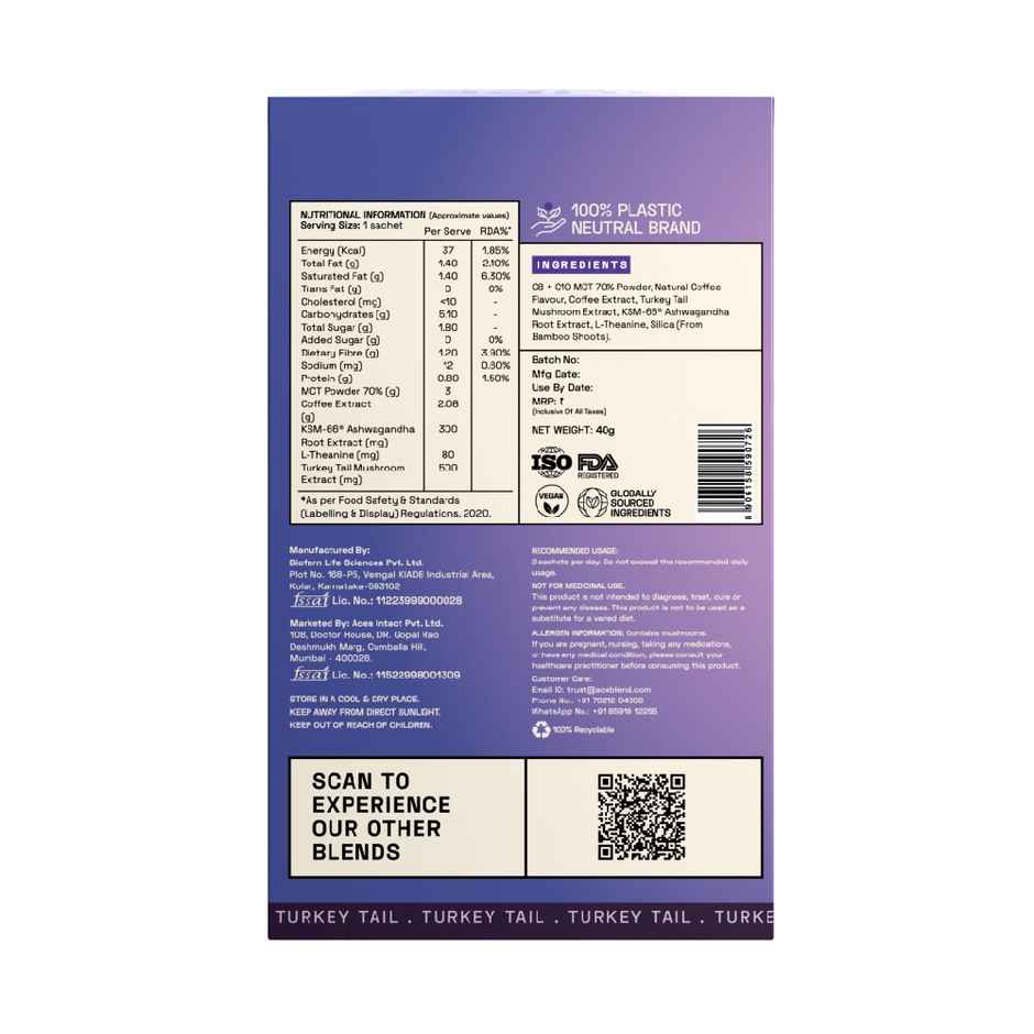 Ace Blend Turkey Tail Shroom Medium Roast Organic Coffee Premix