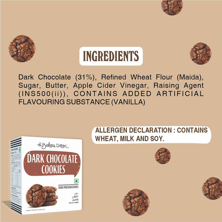 The Baker's Dozen Dark Chocolate Cookies | Premium Biscuit Handmade Cookies | Choco Chip Cookies