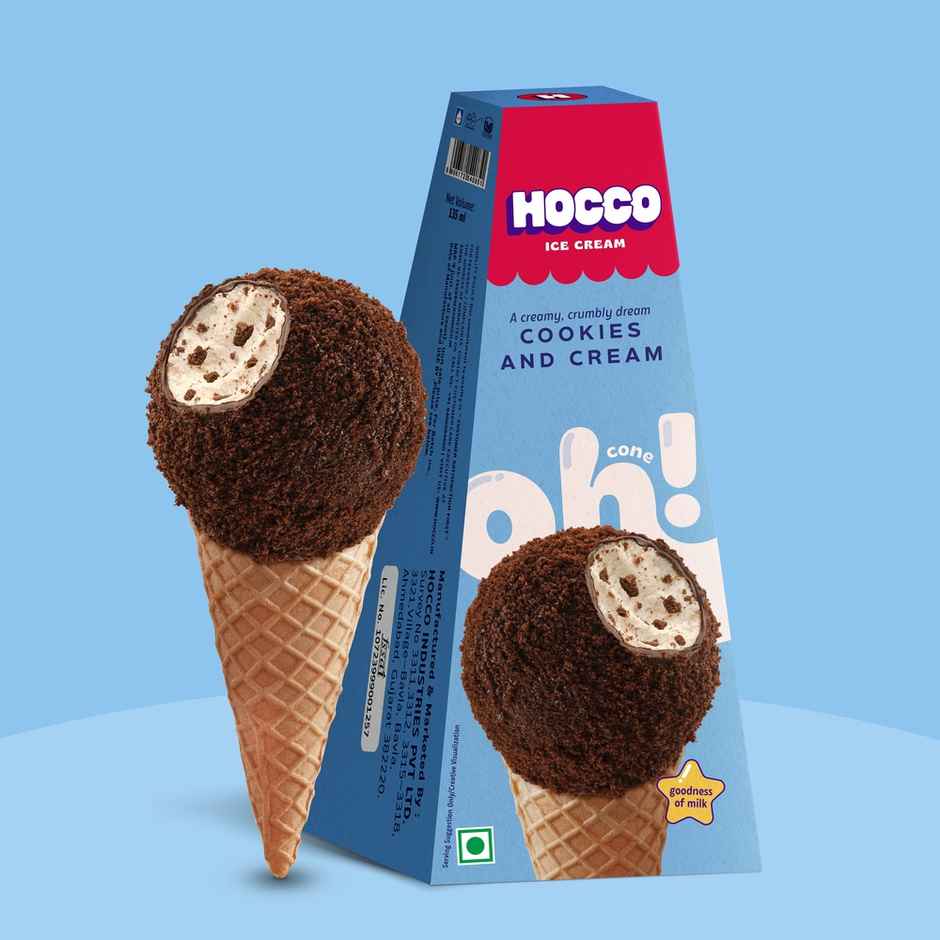 Hocco Cookies & Cream Ice Cream Cone | Crunchy & Creamy