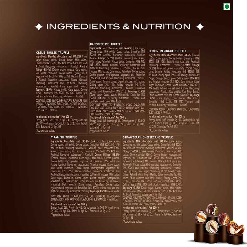 Blue Heaven Matte Love Long Lasting Hydrating Mini Lipsticks (130g) & Fabelle Dessert Collection-5 Handcrafted Dessert Inspired Chocolate Truffles (66g) Combo