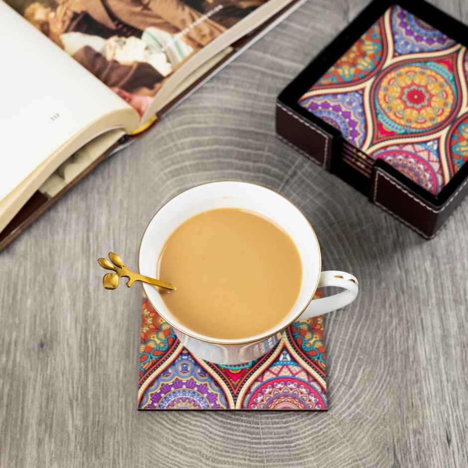 Birch & Co. Coaster | Mandala Coaster Set of 6 with Holder