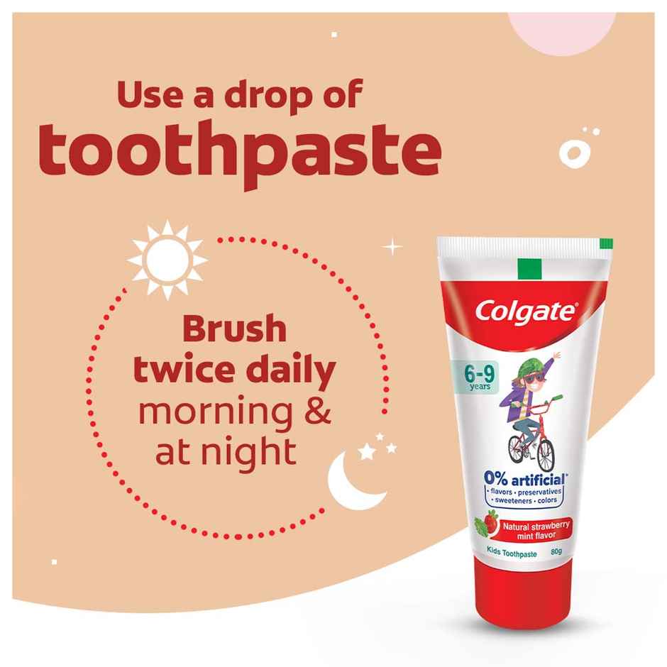 Colgate Toothpaste For Kids (6-9 Years) Natural Strawberry Mint Flavour 0% Artificial Tube