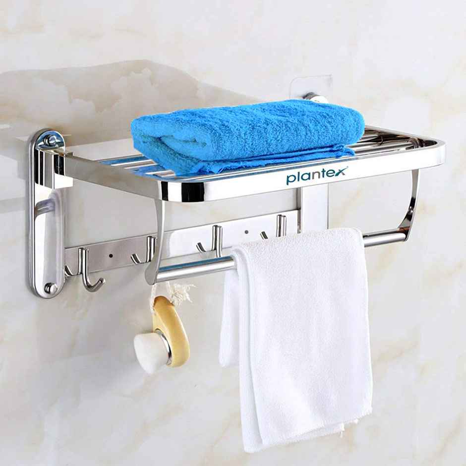 Plantex Stainless Steel Folding Towel Rack for Bathroom - 24 Inch, 304 Grade, Chrome Finish