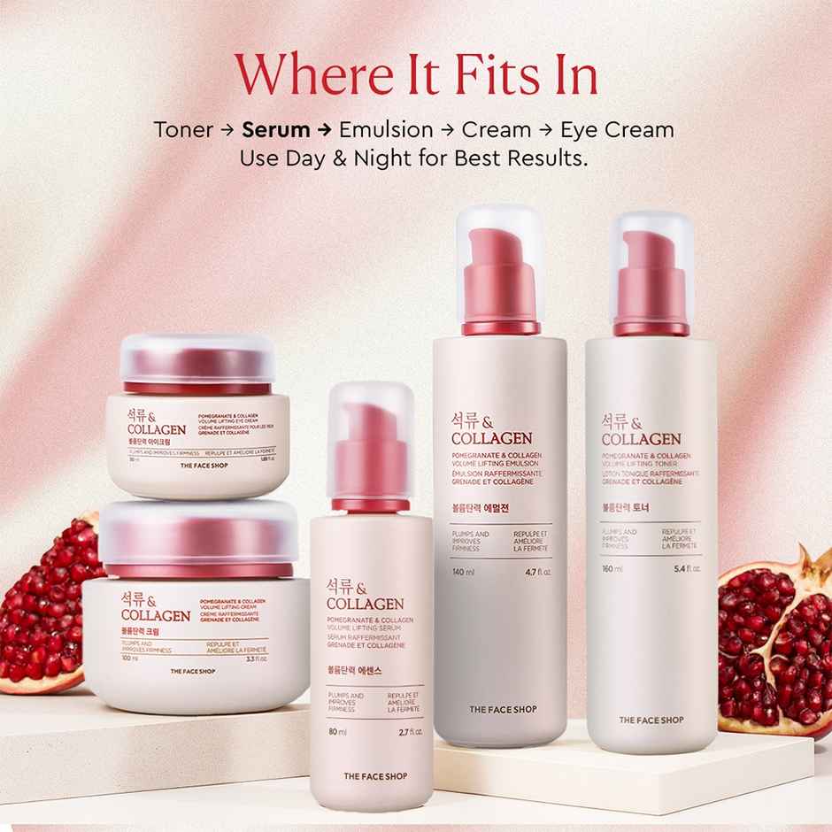 The Face Shop Pomegranate And Collagen Serum, With Hyaluronic Acid, For Skin Firming