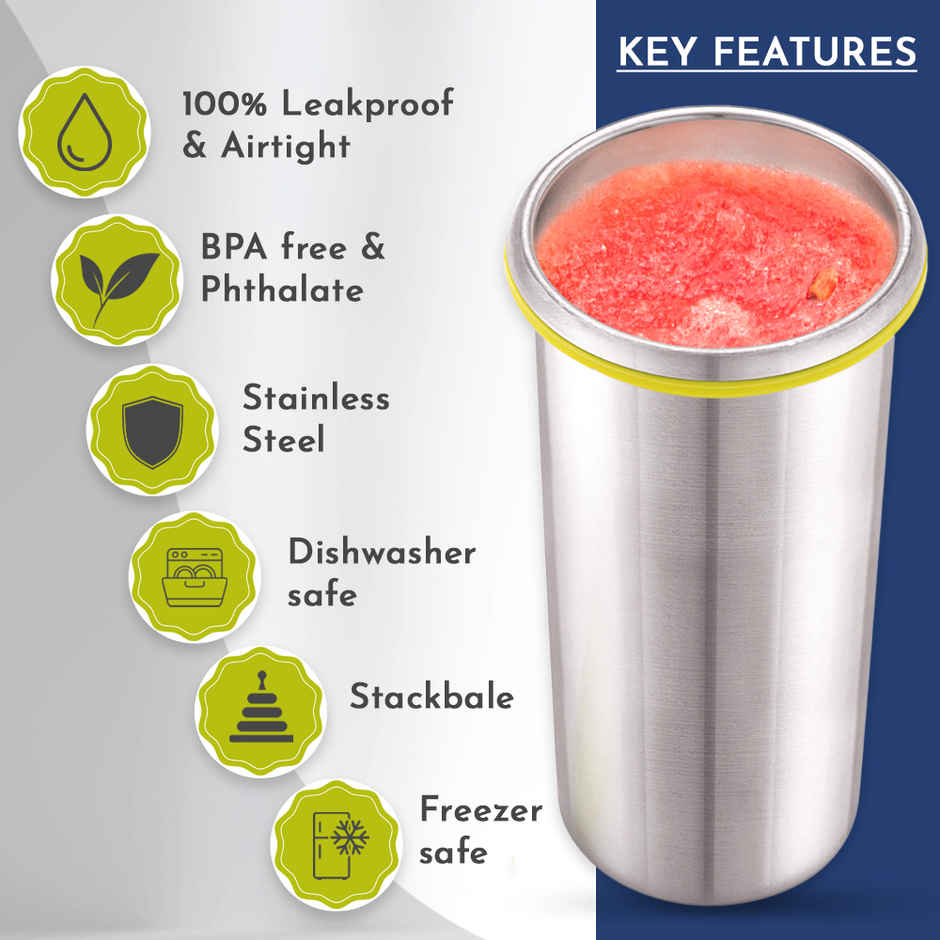 Magnus Stainless Steel Klip Lock Tumbler | With Lid & Clip Lock | 500 ml