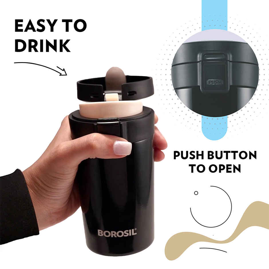 Borosil Coffeemate Double Wall Vacuum Insulated Stainless Steel Flask | 260 ml