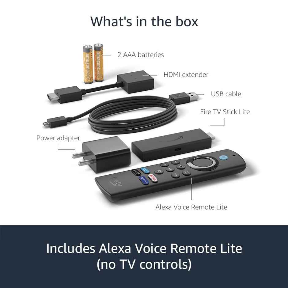 Amazon Fire TV Stick Lite With All-New Alexa Voice Remote Lite (No TV controls),HD streaming device - Black