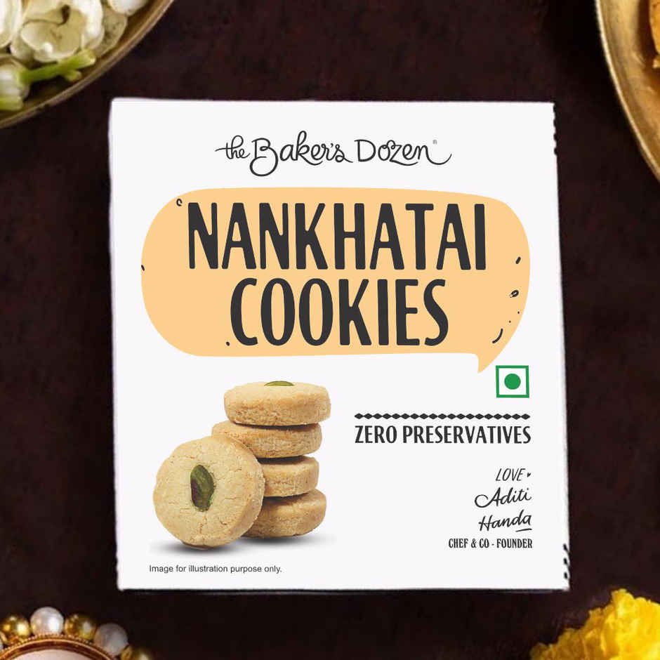 The Baker's Dozen Nankhatai Cookies | Handmade Cookies Made with Pure Ghee | Adorned with Pistachios