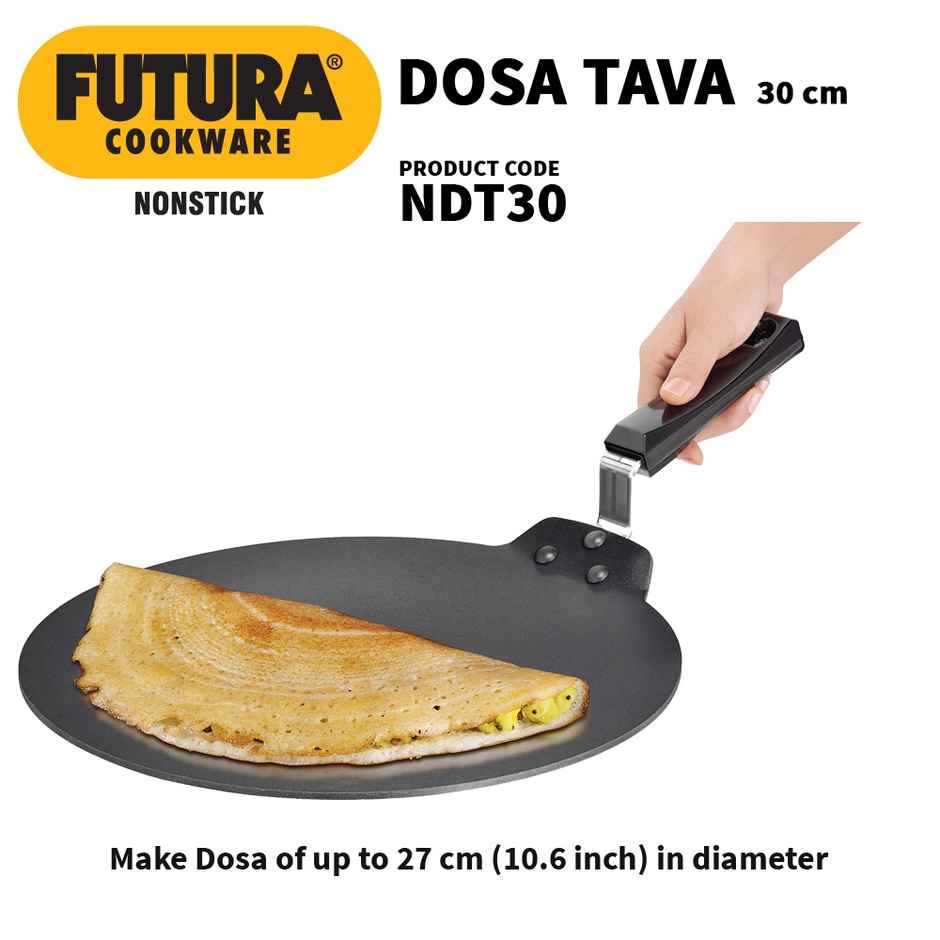 Hawkins Futura 30 Cm Dosa Tava Non Stick Dosa Tawa Flat Dosa Tawa - Black