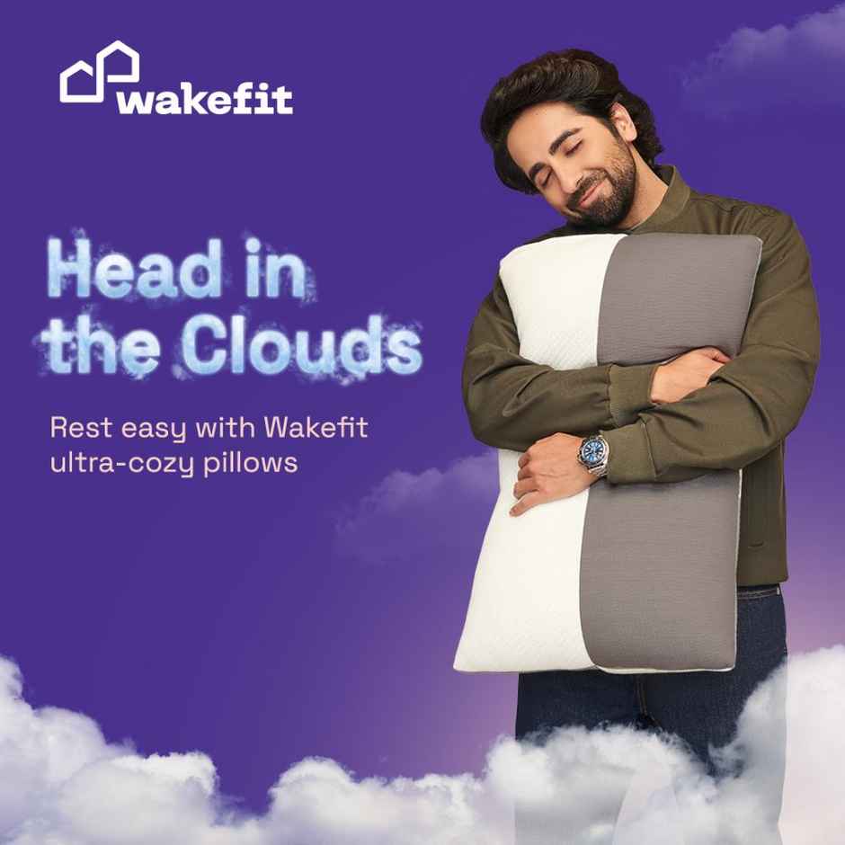 Wakefit Fluffy Pillow for Kids | Set of 4 | Small (18x12 Inch) 350 GSM Spun Polyester Fabric White and Grey