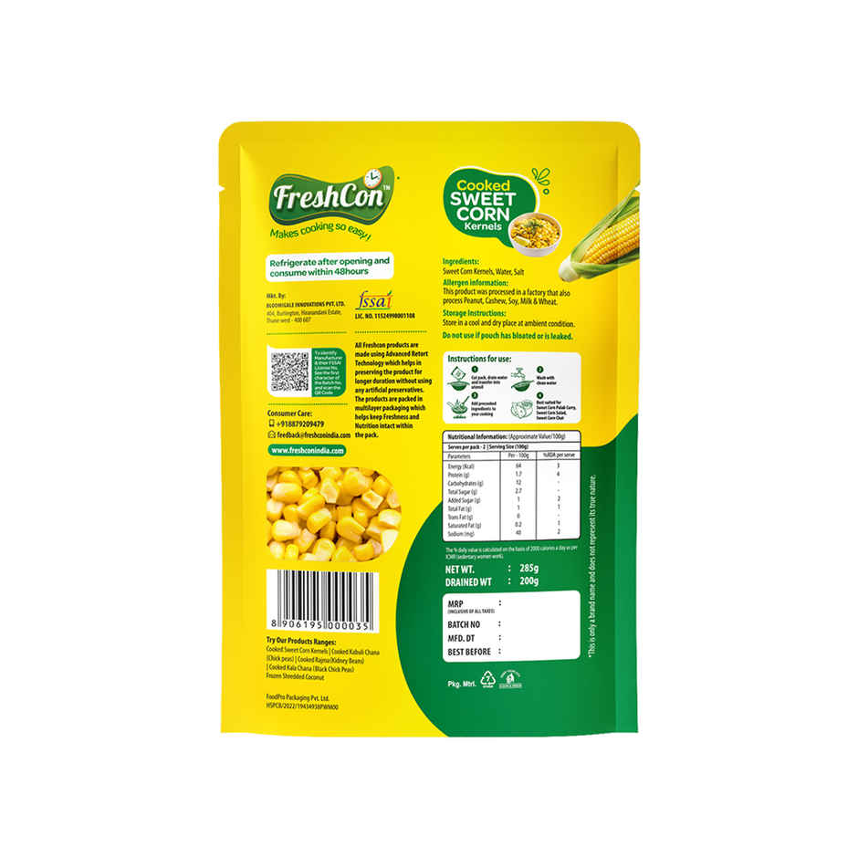 Freshcon Cooked Sweetcorn Kernel