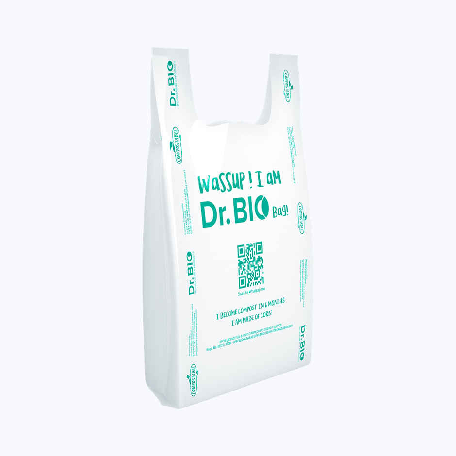 Dr. Bio Carry Bags Large | 25 pcs | 16x20 inch | White | Eco-Friendly | Compostable | Biodegradable