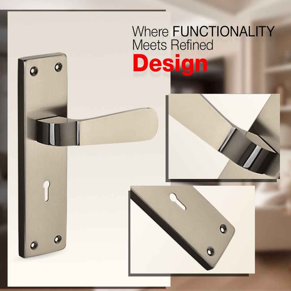Link Ky 8 Inch Plate Handle Door Lock | Mortise Lock | Finish - Black Silver | Invincible